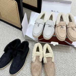 Open Walk Beige Suede Fur-Lined Loafers