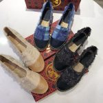 Two Tone Fabric and Leather Espadrille Flats