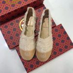 Two Tone Fabric and Leather Espadrille Flats