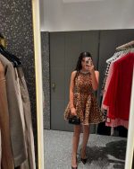 Animal Printed Sleeveless Crepe Fit And Flare Dress