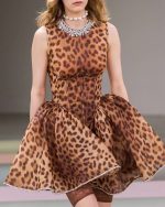 Animal Printed Sleeveless Crepe Fit And Flare Dress