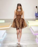 Animal Printed Sleeveless Crepe Fit And Flare Dress