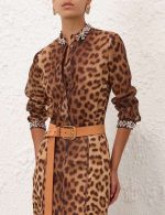 Animal Printed Sleeveless Crepe Fit And Flare Dress