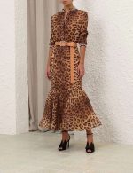 Animal Printed Sleeveless Crepe Fit And Flare Dress