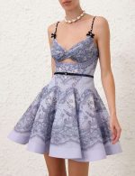 Locket Print Twist Front Belted Silk & Linen Organza Midi Dress