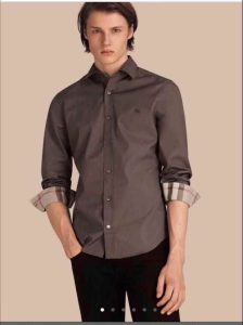 Slim Fit Monogram Motif Stretch Cotton Poplin Shirt