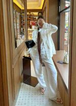 Women's White Two-Piece Linen Set