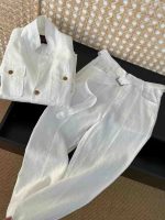 Women's White Two-Piece Linen Set - Image 4