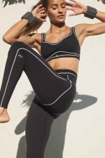 Alo Airlift high waist leggings and V‑front bra set in black for yoga and activewear