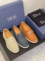 Dior loafers for men in beige, navy, and tan – luxury slip-on designer shoes 2025