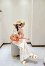 Fendi White Embossed Logo Slides with Gold Buckle - Image 2