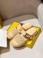 Fendi White Embossed Logo Slides with Gold Buckle - Image 4