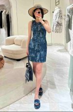 Fendi Blue Denim Platform Slides with Embroidered Logo - Image 2