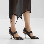 Fendi Embellished Mesh Pointed-Toe Heels – Black & Blush Pink - Image 3