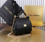 Dolce & Gabbana black leather mini bag with top handle and gold chain – luxury shoulder bag for women