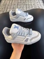 Louis Vuitton pastel pink LV Trainer sneaker with soft mesh and monogram accents