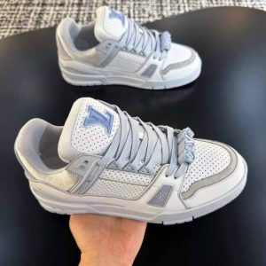 Louis Vuitton pastel pink LV Trainer sneaker with soft mesh and monogram accents