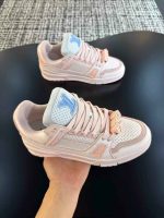 Louis Vuitton LV Trainer Sneakers – Pastel Pink & Icy Grey Edition - Image 3