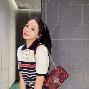 Striped Knit Polo Shirt with Embroidered Logo