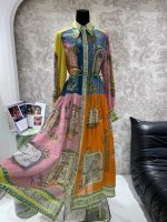 Vintage Palace Print Colorblock Maxi Shirt Dress - Image 2
