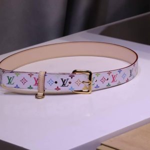 Elegant reversible slim leather belt in black and beige with gold buckle