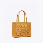 Tory Burch woven tote bags in yellow and pink, fashion-forward accessories