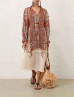 Elegant Boho Paisley Chiffon Midi Dress - Image 2