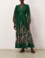 Charming Green Floral Maxi Dress - Image 2