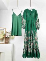 Charming Green Floral Maxi Dress - Image 3