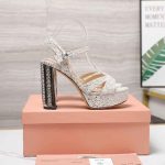 Glitter and satin platform heels inspired by Miu Miu style