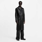 Men's black leather coat from Louis Vuitton, luxury designer outerwear
