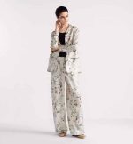 Effortless floral silk pajama set styled as elegant loungewear
