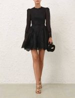Black Evening Outfit – Lace Dress, Sheer Blouse & Mermaid Skirt - Image 6