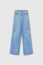 Women’s High-Waist Wide Leg Jeans with V Pocket Design – Casual Loose Fit Denim Pants