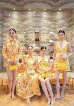Yellow Baroque Print Mini Dress - Image 2