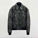 Luxury black embroidered leather jacket for men with bold designer detailing