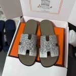 Designer Hermes men’s white and grey leather sandals