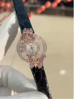 Collection of butterfly diamond ladies watches with leather straps in multiple colors