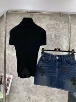 Amazing Black Graphic Hoodie with a Stylish Denim Skirt - Image 3