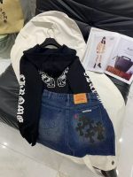 Amazing Black Graphic Hoodie with a Stylish Denim Skirt - Image 2