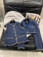 Chic Blue Tweed Jacket Set - Image 2
