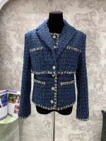 Chic Blue Tweed Jacket Set