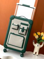 Vintage-Style Multi-Pocket Rolling Luggage - Image 2
