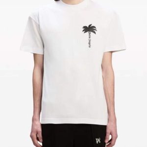 Black & White Graphic Tee with Palm Design