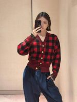 Stylish Red and Black Checkered Cardigan for Effortless Chic