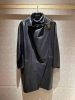 Stylish Black Leather Wrap Coat - Image 2