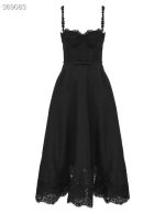 Elegant Black Midi Dress with Ruffle Hem - Image 3