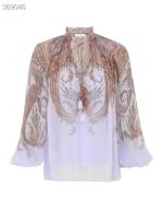 Elegant Floral Print Romper with Bell Sleeves - Image 4