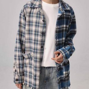Stylish Plaid Overshirt with unique design and pockets