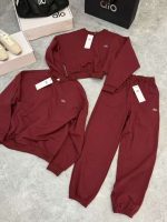 Cozy Cropped Sweatshirt and Jogger Set in Burgundy